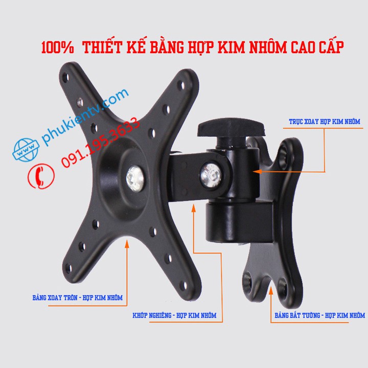 Giá treo màn hình máy tính CY01 14 - 17 - 19 - 23 - 27 - 29 - 32 inch - 100% Hợp kim nhôm - Giá Treo Tivi Đa Năng