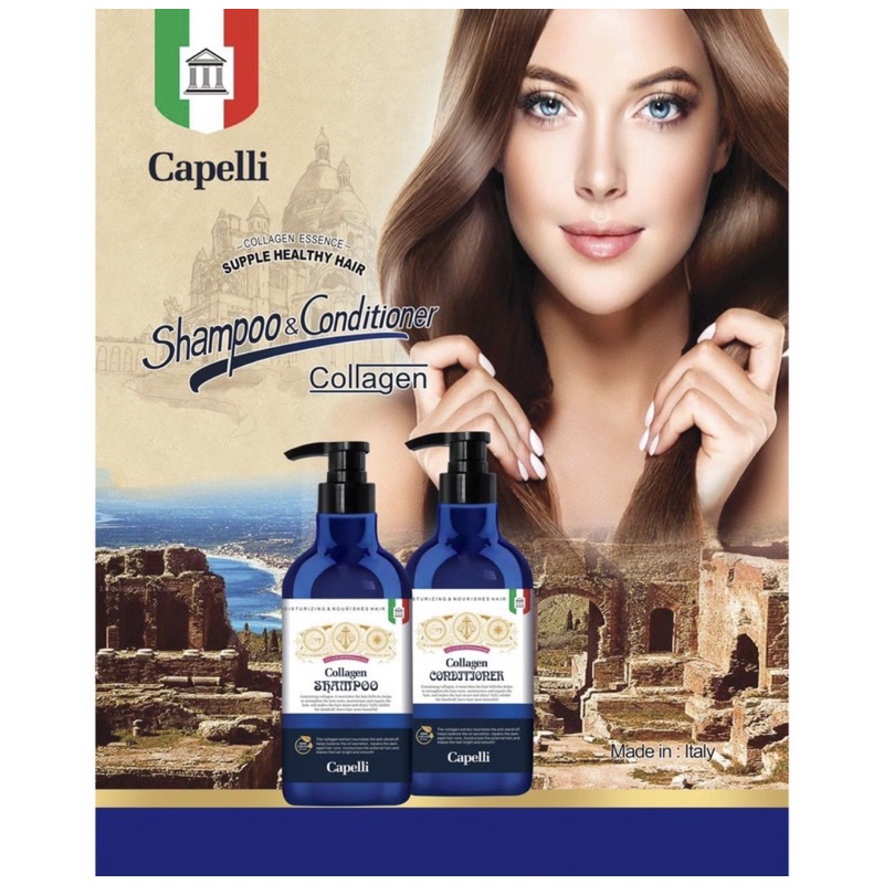 Bộ gội xả Collagen tươi CAPELLI & PETALO cao cấp 850ml