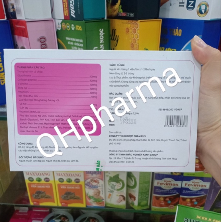 Viên uống Glutathion Collagen L-cystine 500mg hộp 30 viên giúp đẹp da toàn diện