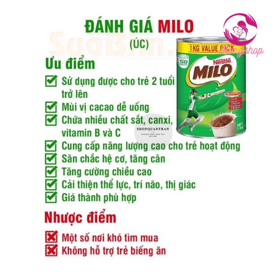 SỮA A2 NGUYÊN KEM DẠNG BỘT CỦA ÚC - SỮA MILO ÚC