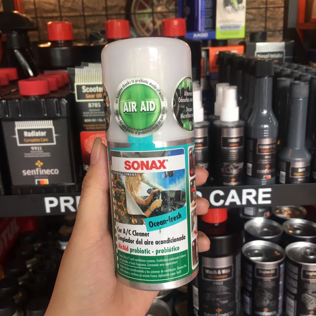 Khử Mùi , Diệt Nấm Mốc Dàn Lạnh Ô Tô Sonax A/C Cleaner Air Aid 100ml Sonax 323600 chamsocxestore