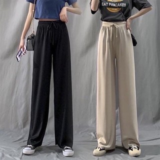[ẢNH THẬT] Quần ống rộng culottes gân tăm siêu mịn mát co dãn 4 chiều có dây chun thoải mái