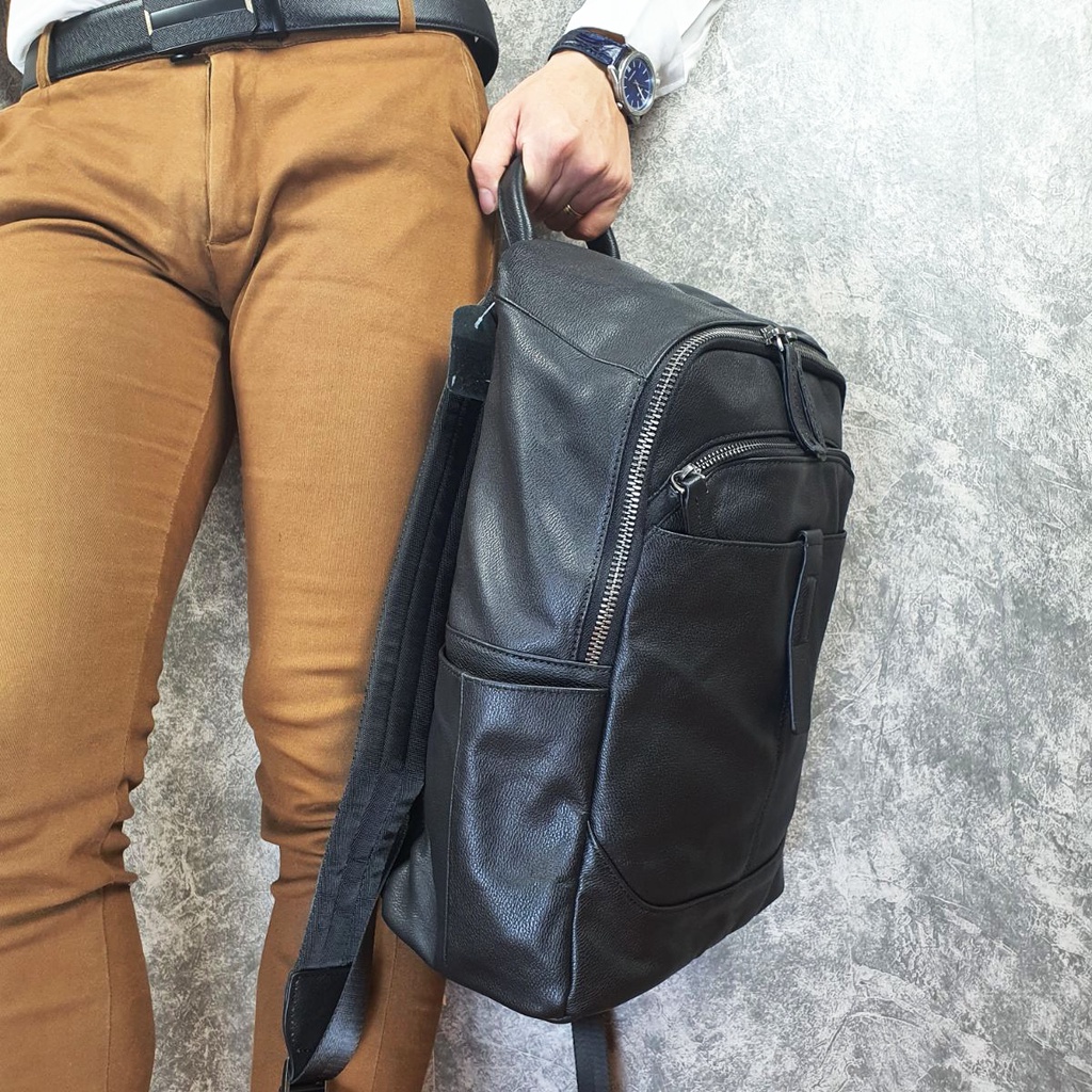 Ba lô nam da bò thật; Balo da bò nam nữ BP403LEA  - 100% da bò thật, BH 3 năm