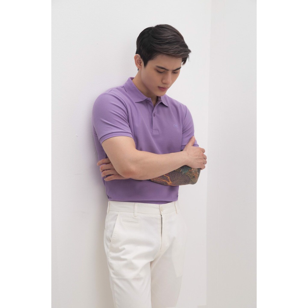 Áo Polo A/G Nam Cổ Bẻ Phom Slimfit Chất Liệu Cotton Thoáng Mát Không Nhăn Màu Tím