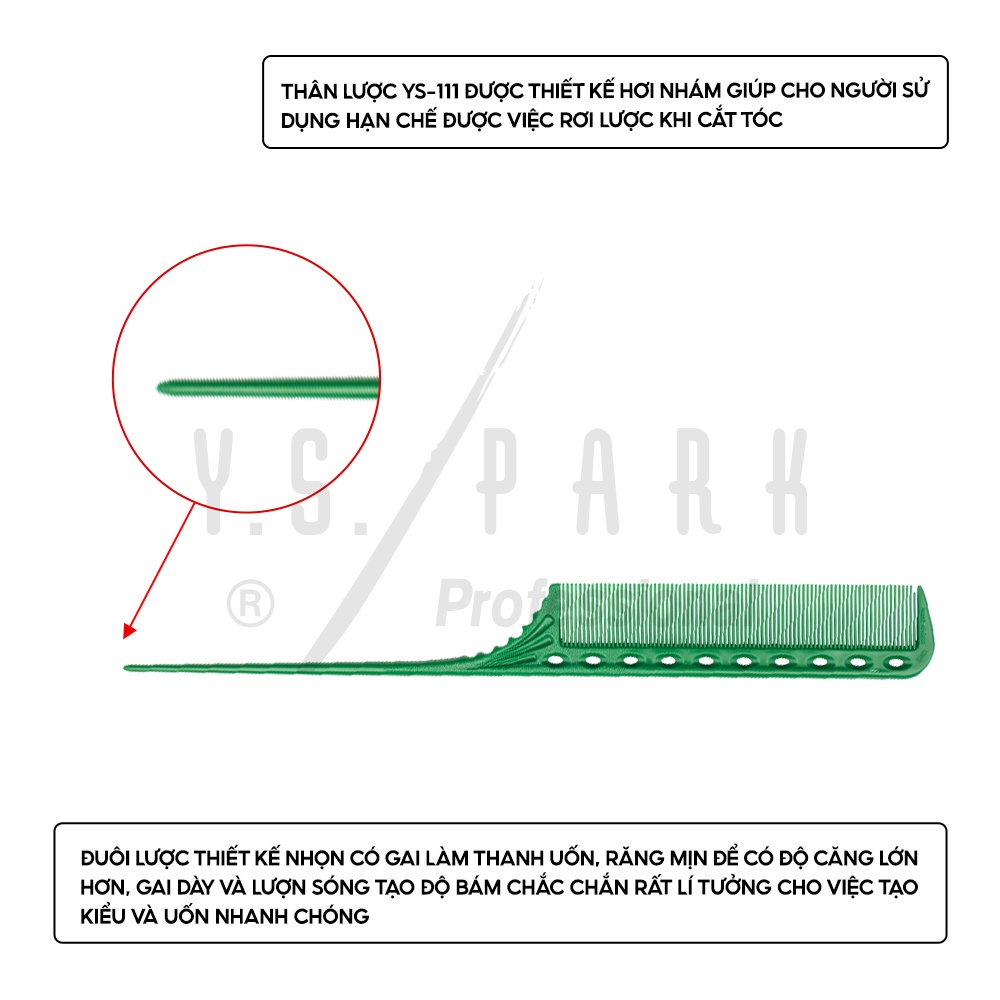 Lược uốn nhuộm chuyên nghiệp YS PARK chịu nhiệt đuôi nhọn kèm gai YS111 chính hãng