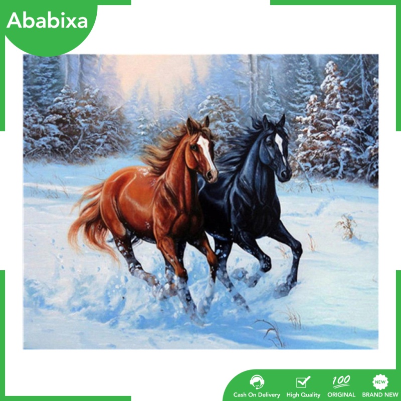 Tranh Thêu Chữ Thập Đính Đá 5d Tự Làm Hình Ngựa Con