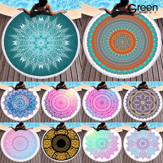 Thảm tròn đi biển họa tiết hoa Mandala