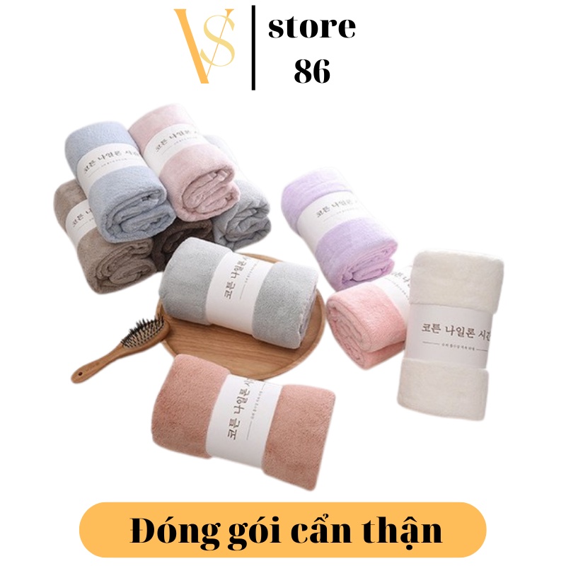 Lớn Khăn Tắm Lông Cừu Hàn Quốc Cao Cấp 70x140 cm Chất Bông Siêu Mềm Mịn Thấm Nước Cực Nhanh