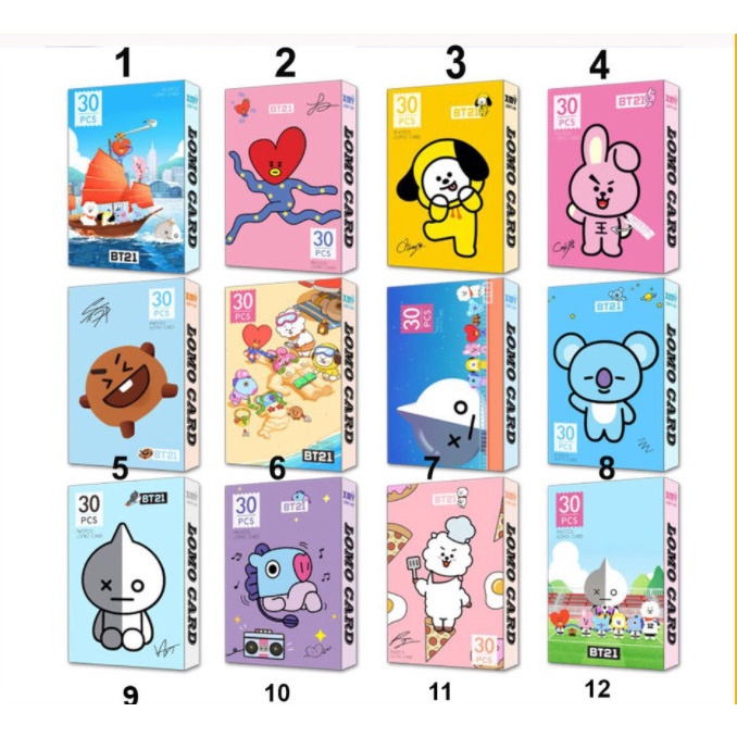 Hộp ảnh lomo BT21 30 ảnh dễ thương