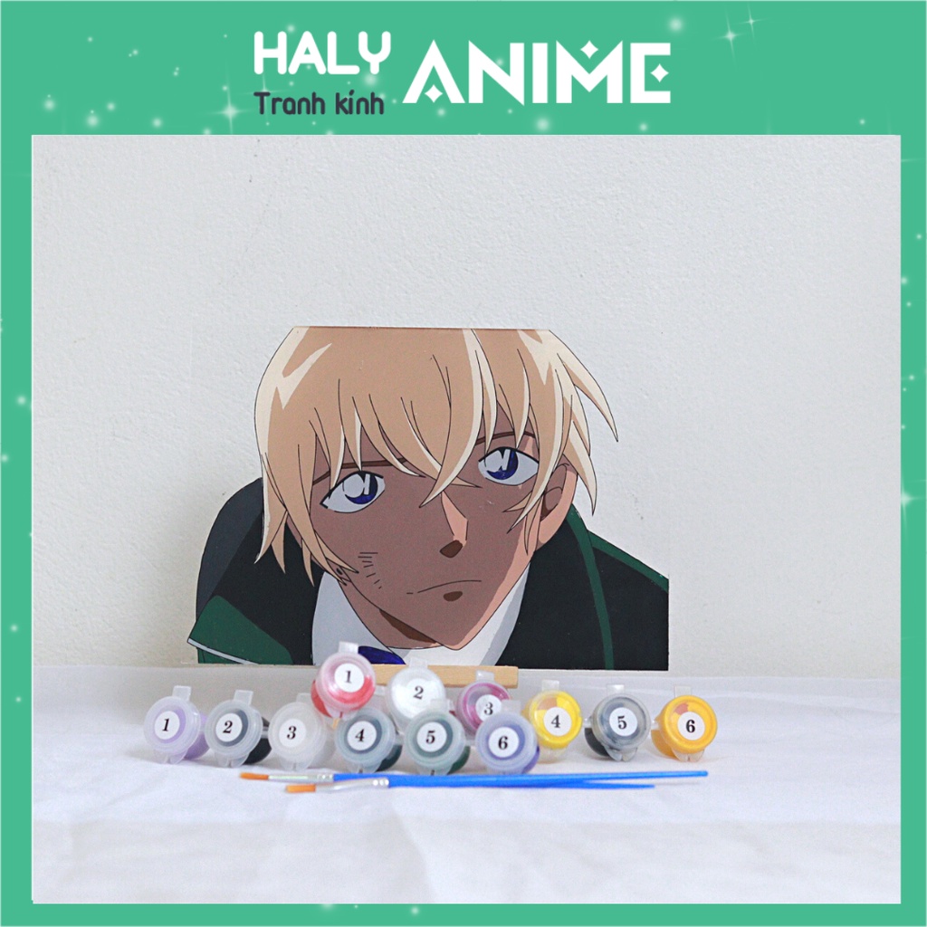 Tranh kính anime Amuro Tooru, theo yêu cầu, glass painting kit dễ thương, màu acrylic 3D khó phai.