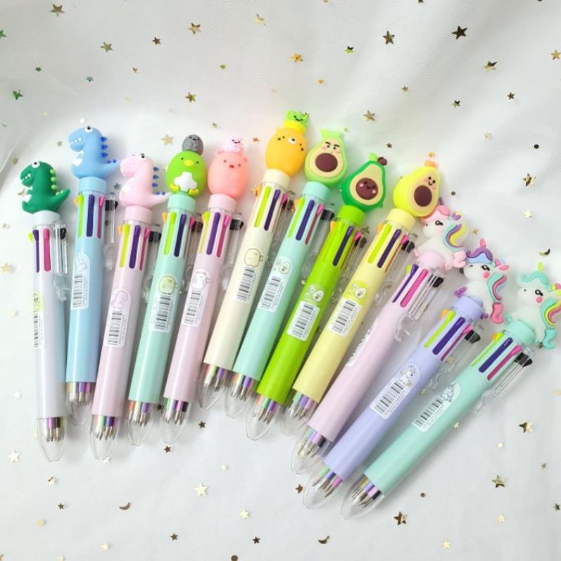 Bút Bi Bấm 4, 6 Màu Bút Đèn Siêu Cute Tiện Lợi