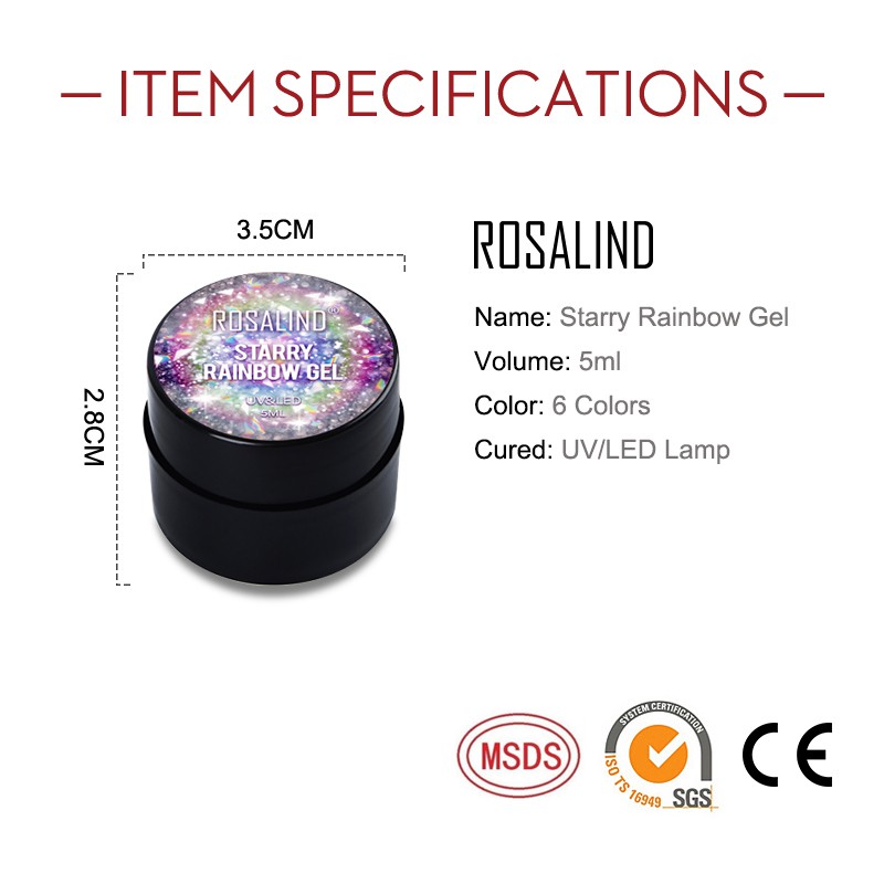 Gel Trang Trí Móng Rosalind Màu Sắc Cầu Vồng Độc Đáo Dung Tích 5ml