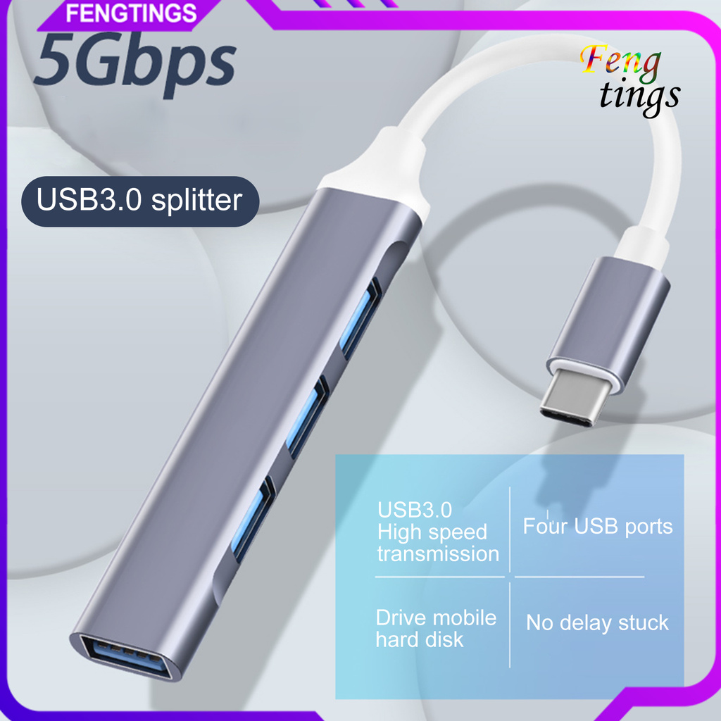 Đầu Chia 4 Cổng Usb Type-C / Usb Hub Cho Chuột Và Bàn Phím Máy Tính