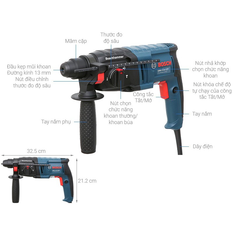 Máy khoan búa Bosch GBH 2-20 DRE