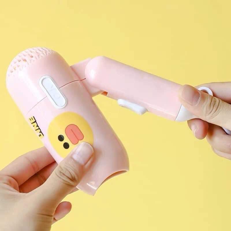 Máy Sấy Tóc Hình Vịt Mini Line Hồng Đáng Yêu