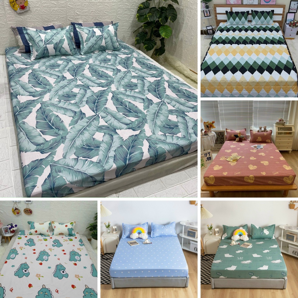 Bộ ga gối 3D giá rẻ nhiều mẫu kích thước m6/m8, drap giường / ga trải giường và 2 vỏ gối nằm Cáo Bedding
