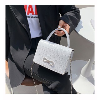 Túi xách nữ nhỏ xinh da xần quai cứng đá nơ trước phong cách Hàn Quốc MINAGRAM ZBK8136 ulzzang