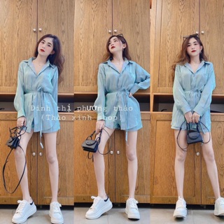 🍀SET SƠ MI XANH + QUẦN SHORT