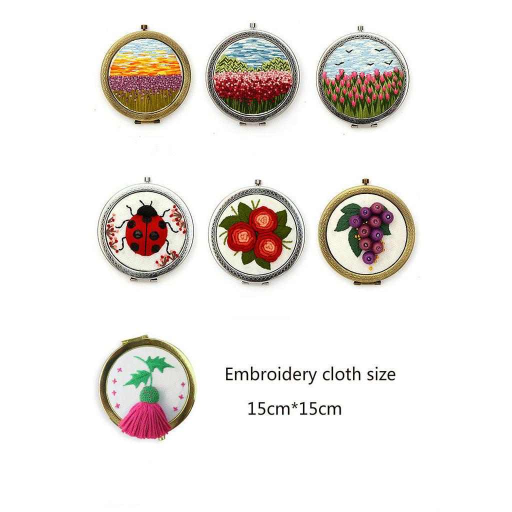 Gương trang điểm thêu tay 3D hai mặt diy sáng tạo Embroidery Kit Mirror