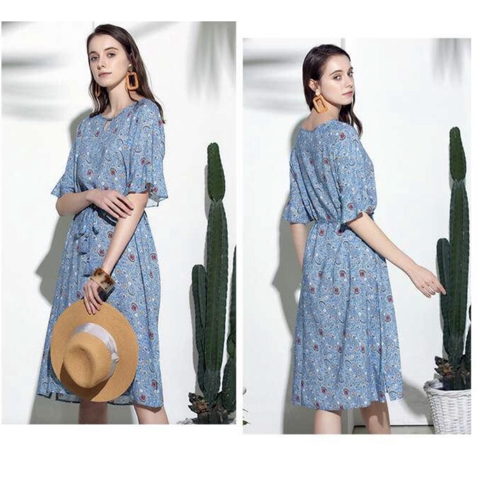 Không kèm dây belt - Đầm dáng midi vải lanh xuất khẩu