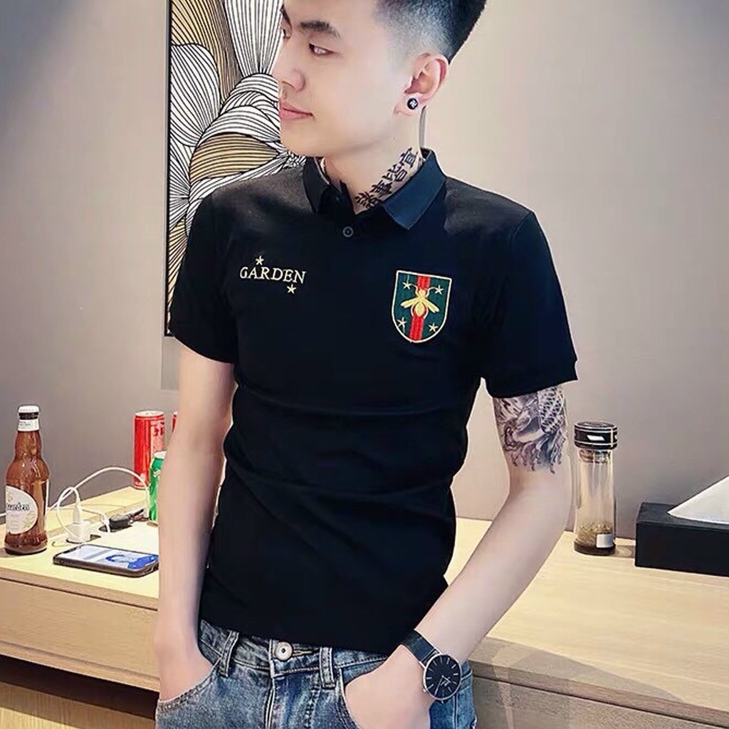 Áo thun nam tay ngắn cổ bẻ thêu Logo rất đẹp dành cho ae Ms 14
