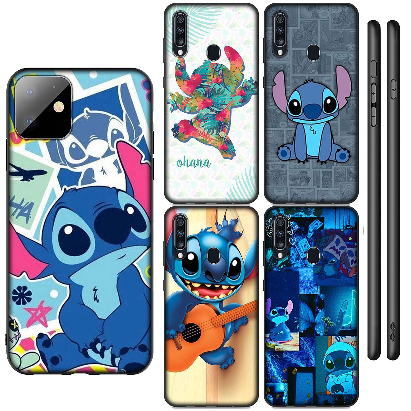 Samsung Galaxy A9 A8 A7 A6 Plus J8 2018 + A21S A70 M20 A6+ A8+ 6Plus Casing Soft Silicone Cartoon Stich Phone Case