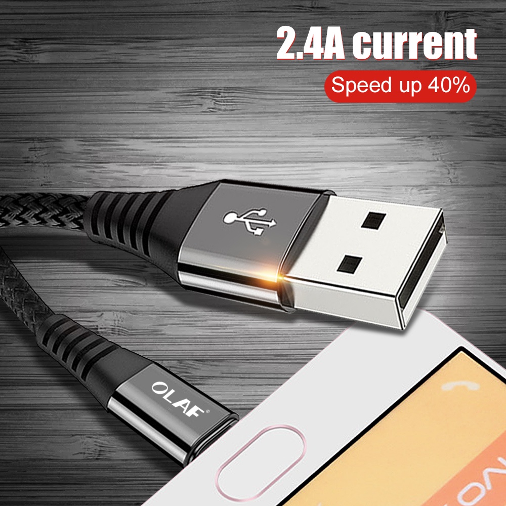 Dây Cáp Sạc Micro USB Có Đèn LED 2.4A Cho Samsung Xiaomi Android