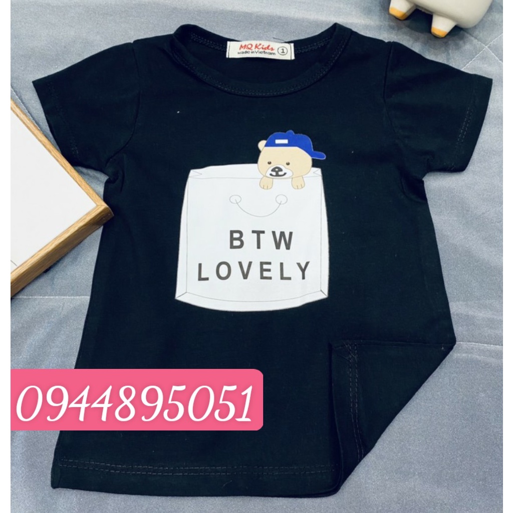 Áo thun cotton 4c bé trai hình gấu ngộ nghĩnh, vải mát thấm hút mồ hôi, hình thật. Familystore