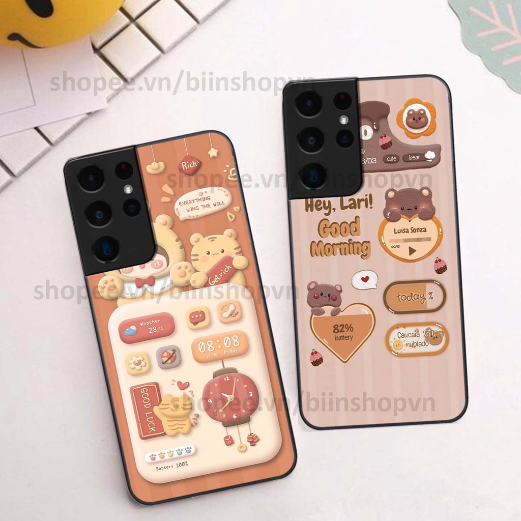 Ốp Samsung S21 Ultra in 3D icon gấu nổi siêu xinh, siêu đáng yêu, cá tính phong cách