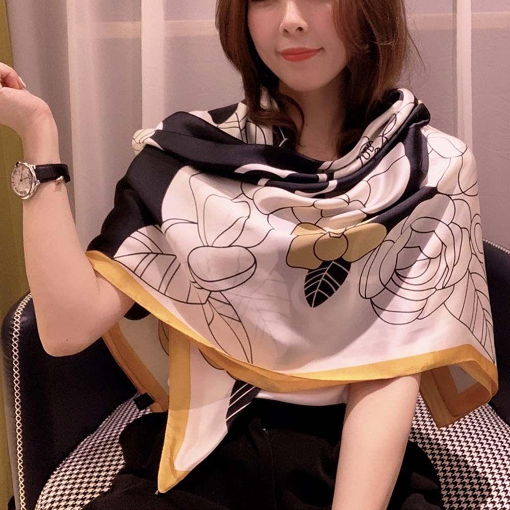 Khăn Choàng Cổ Vải Lụa Kẻ Sọc Thời Trang Xuân Hè Cho Nữ