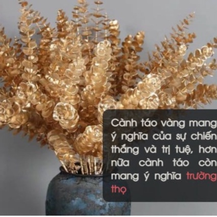 Cành lá tai chuột ,táo nhũ vàng 5 nhánh cao 90cm mix đào đông, lựu giả trang trí nhà cửa