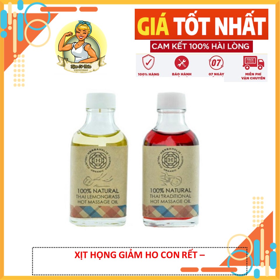 DẦU MASSAGE CỔ TRUYỀN THÁI LAN - THƯƠNG HIỆU HERBAHOLIC 100% TỰ NHIÊN