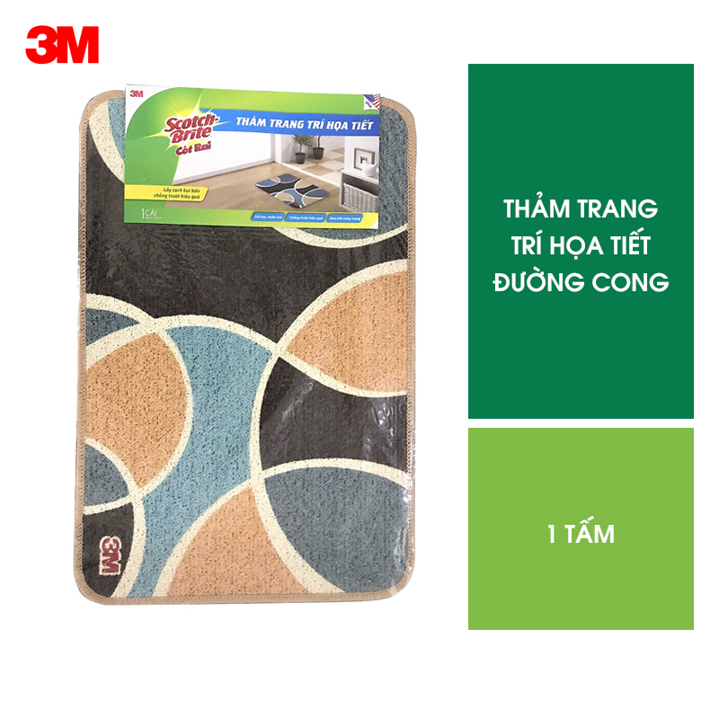 [Mã LIFEA159 - 12% đơn 99K] Thảm trang trí cotton Scotch Brite (Cót rai) 3M 2980 họa tiết đường cong 40x60 cm