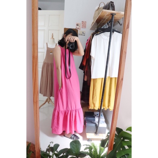 Đầm maxi đi biển linen sợi tre Nhật cực đẹp độ dài có thể thay đổi theo yêu cầu