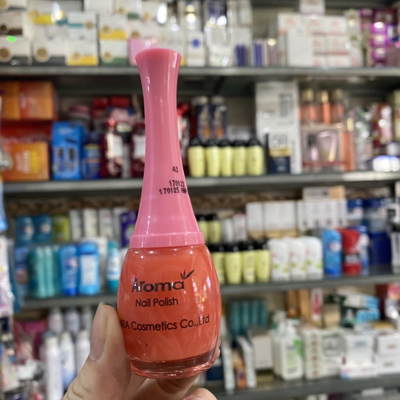 Nước sơn bóng Aroma loại tốt bóng hồng Aroma Nail Polish nhanh khô 12ml