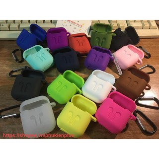 Bao silicon Airpod/Airpods bảo vệ tai nghe Blutooth Apple + móc cheo Đen <full màu>