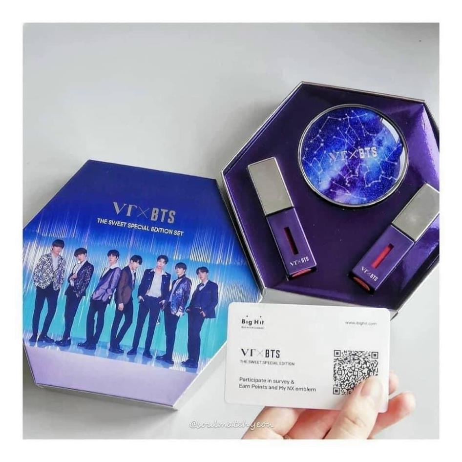 SET CUSHION + SON VT THE SWEET GLOSSY CUSHION LIMITED EDITION KẾT HỢP VỚI NHÓM NHẠC SỐ 1 HÀN QUỐC BTS