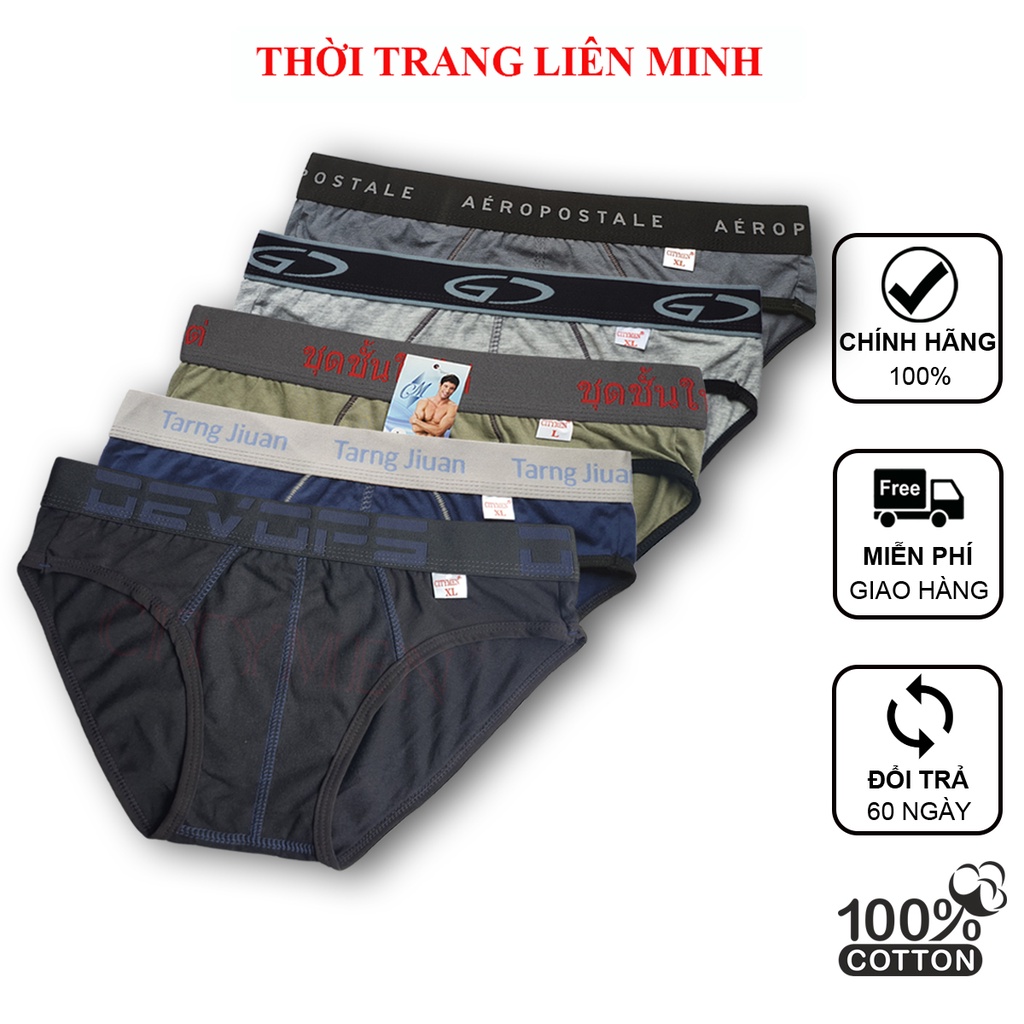 Combo 6 quần lót nam nhiều lưng cao cấp vải cotton 100% co dãn và thấm hút tốt đồ lót quần xì sịp tam giác