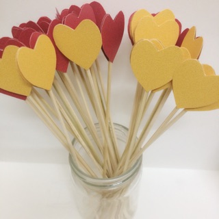 Set 10 que cắm trái tim trang trí