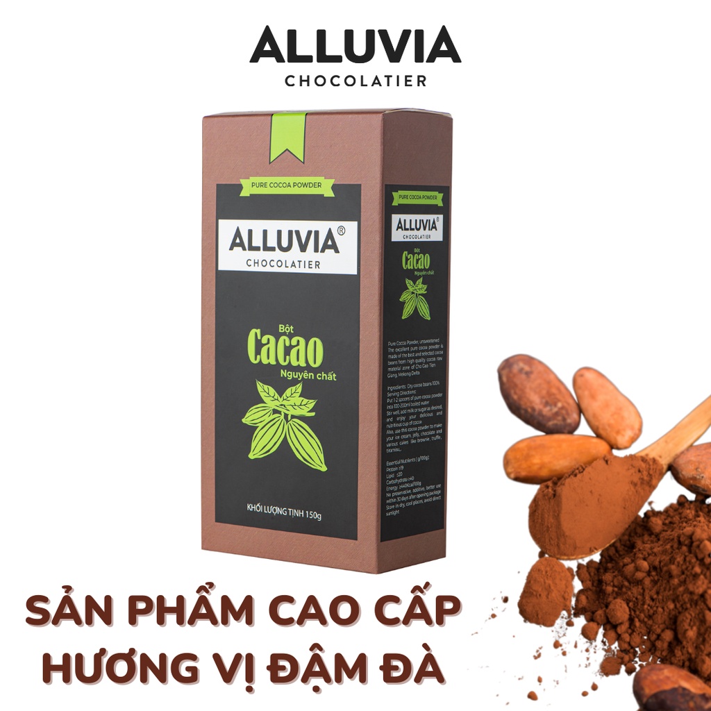 Bột ca cao nguyên chất không đường Alluvia Chocolate 100% cacao tự nhiên dòng thượng hạng Pure cocoa powder