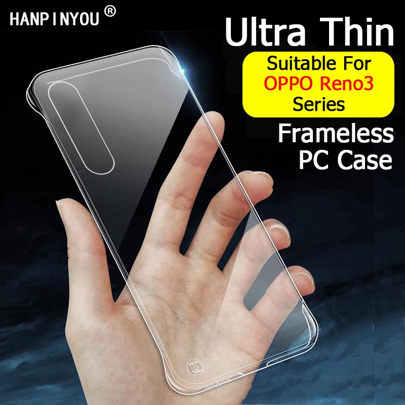 Ốp điện thoại PC cứng siêu trong suốt mỏng nhẹ không khung viền cong bảo vệ cho OPPO Reno 3 Reno3 Pro 5G Youth