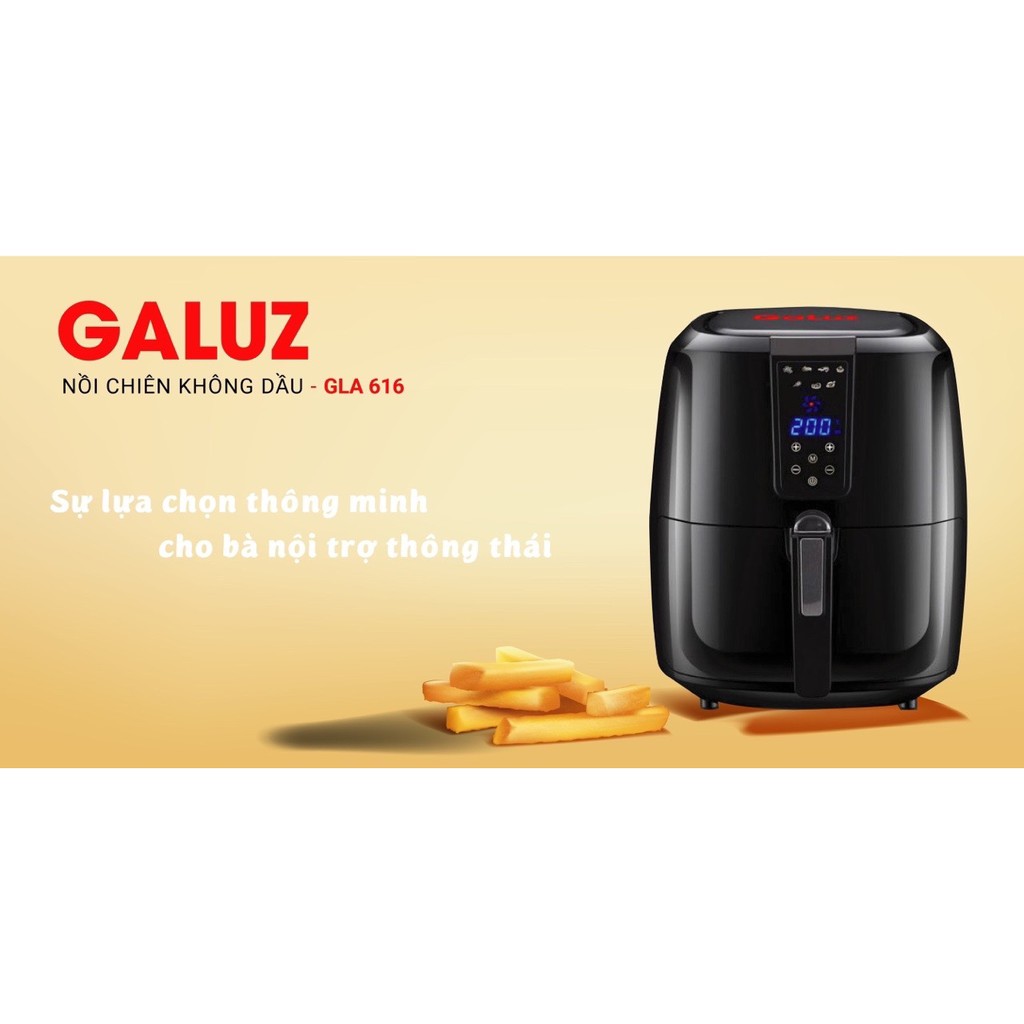 COMBO 2 Nồi Chiên Không Dầu Điện Tử GALUZ GLA-616 5.2L (Tặng Bình Xịt Dầu và Kéo Cắt Hành)