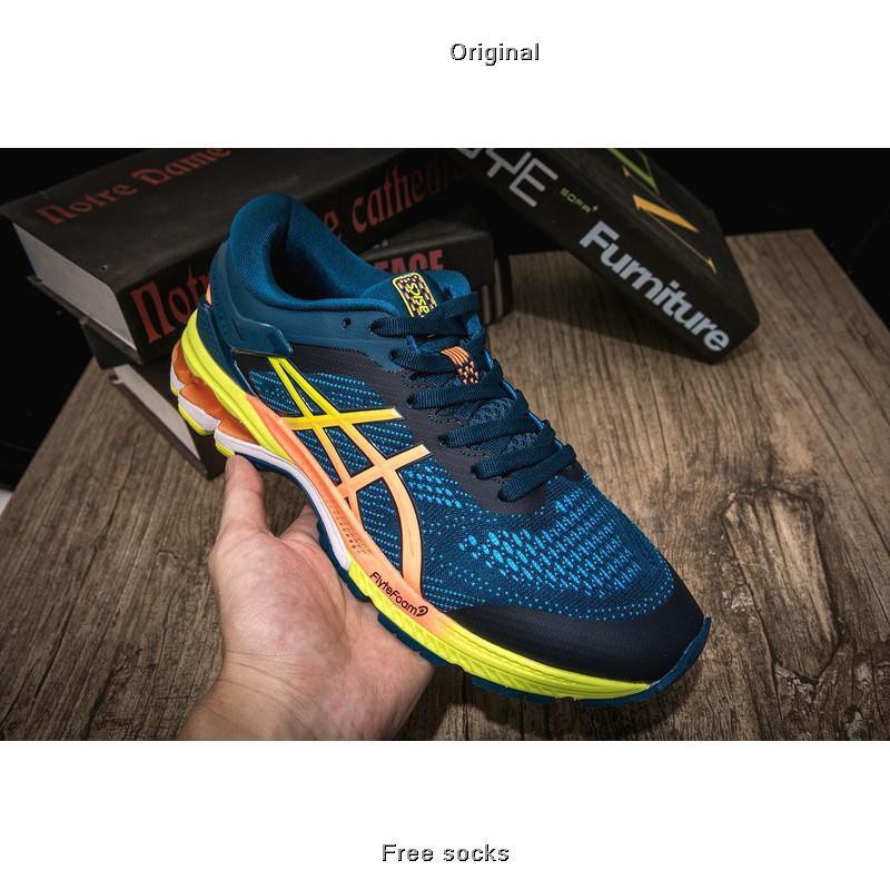 [Cửa hàng nhà máy] Chính hãng Giày chạy bộ nam Asics GEL-KAYANO 26 màu xanh vàng