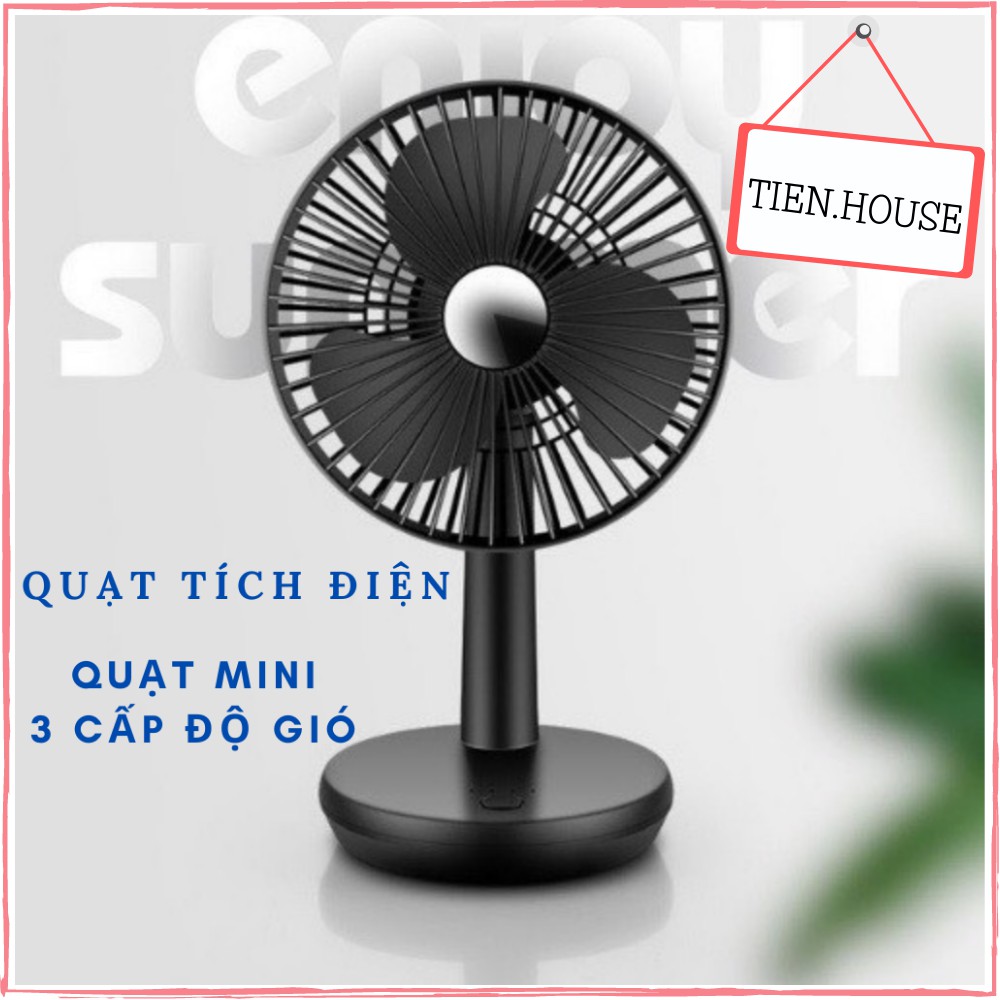 Quạt mini cầm tay, để bàn tích điện, quạt văn phòng đa năng TIEN.HOUSE