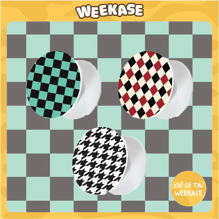 Popsocket/Giá đỡ điện thoại hình tròn Weekase in hình kẻ caro