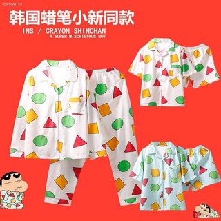 Bộ Đồ Ngủ Pijama Dài Tay In Hình Shin Cậu Bé Bút Chì Dễ Thương Cho Nữ