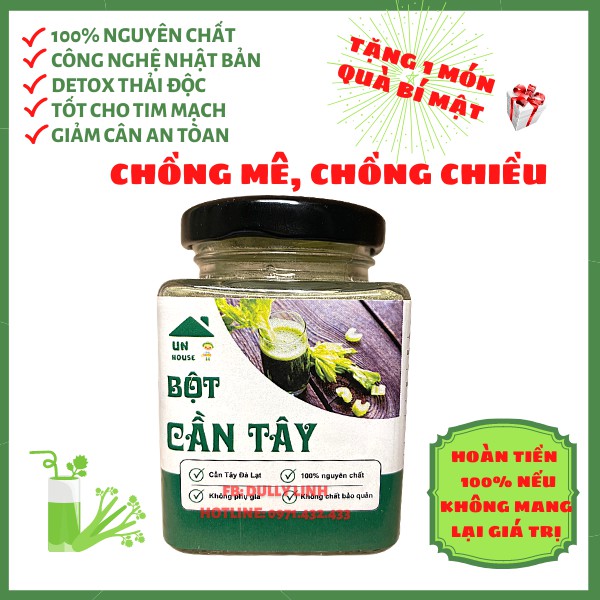 Bột Cần Tây Sấy Lạnh Nguyên Chất, Bột Cần Tây Giảm Cân, Thanh Lọc Cơ Thể, Làm Đẹp Da, Hũ Thủy Tinh 150gr