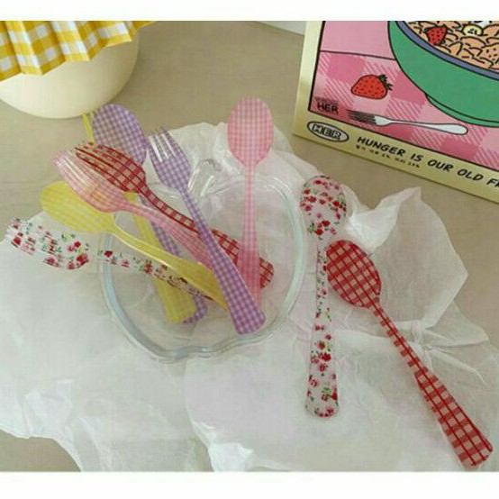 SET ĐĨA MUỖNG NĨA CARO HOA VINTAGE