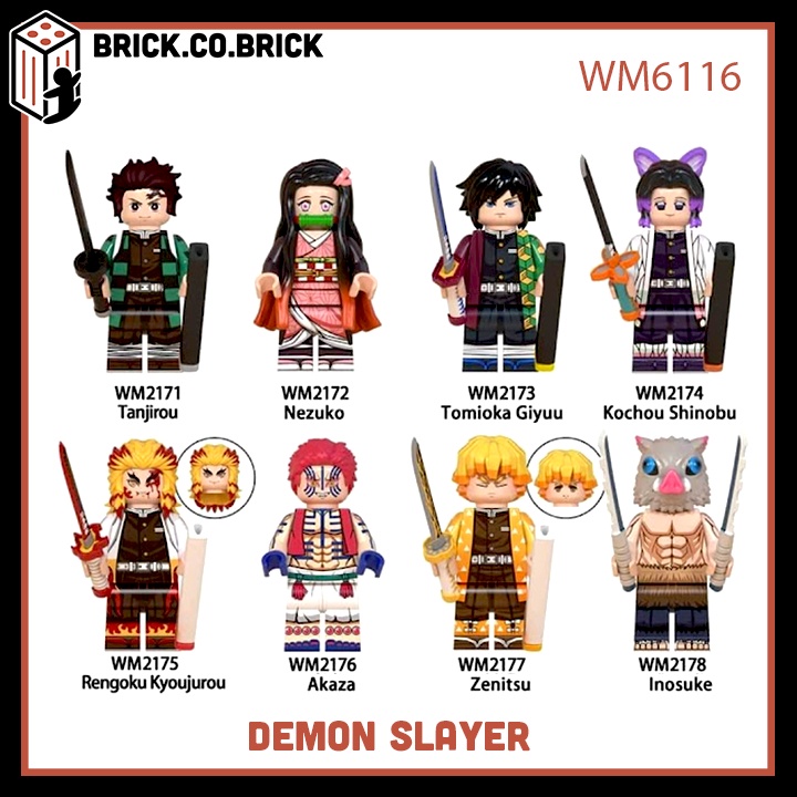 Demon Slayer Minifigure Thanh Guơm Diệt Quỷ Lắp ráp Mô hình Anime Kimetsu No Yaiba Kèm Phụ Kiện Cực Chất