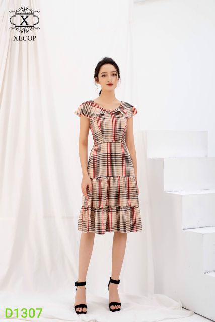 Đầm còe caro Xecop D1307